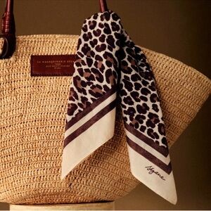 Sezane Leopard Print Scarf Brown and Cream